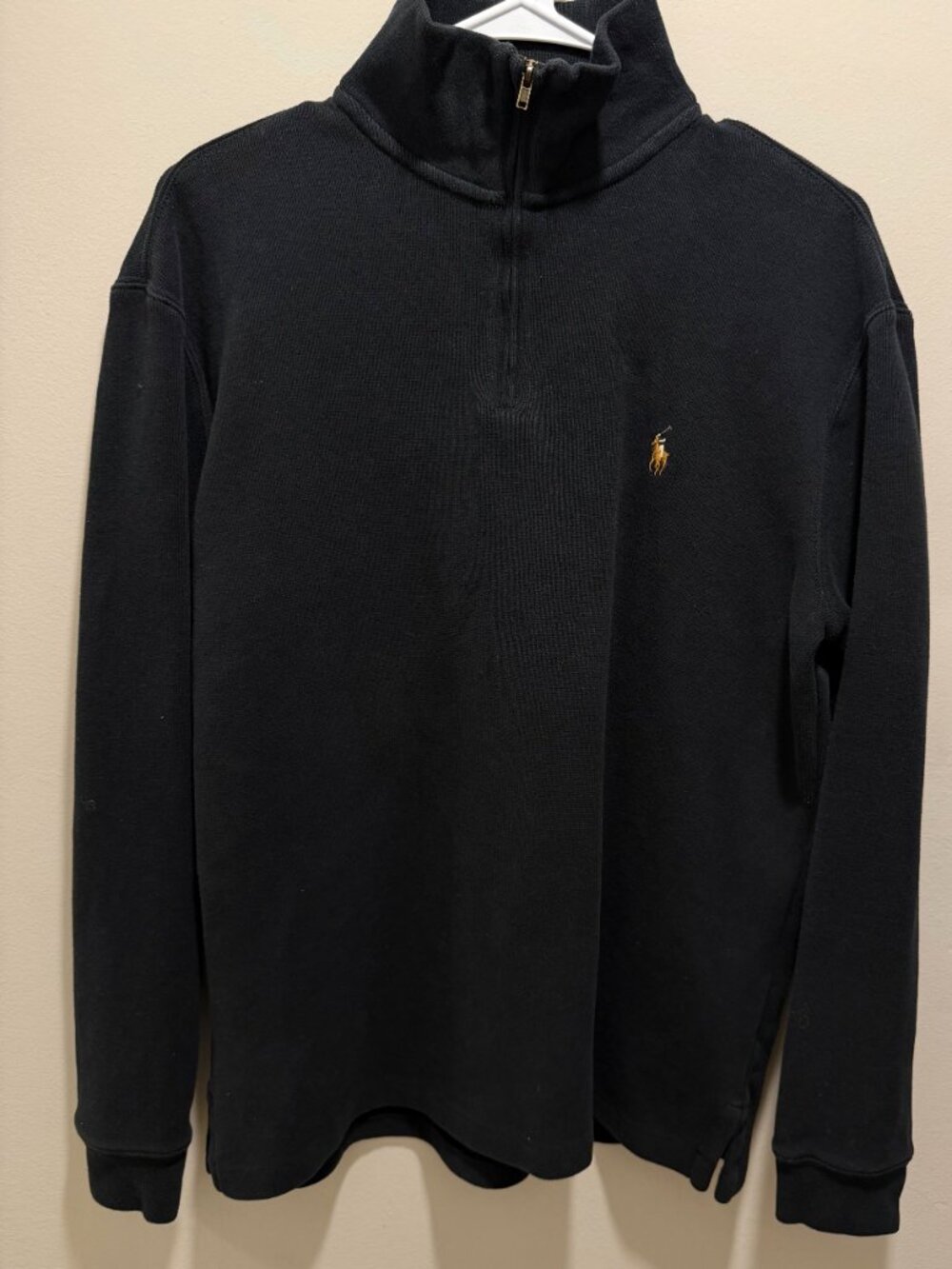 Polo Ralph Lauren Men's Medium Black Quarter Zip Pullover Sweater